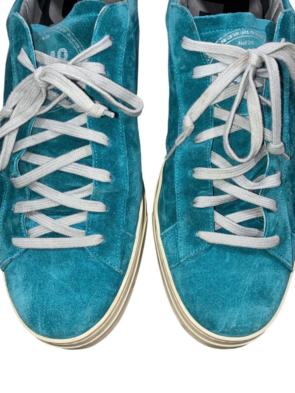 P448 Jack Caraibi Mens Low Top Suede Sneakers EU 48 US 14 Turquoise Blue - Picture 2 of 14